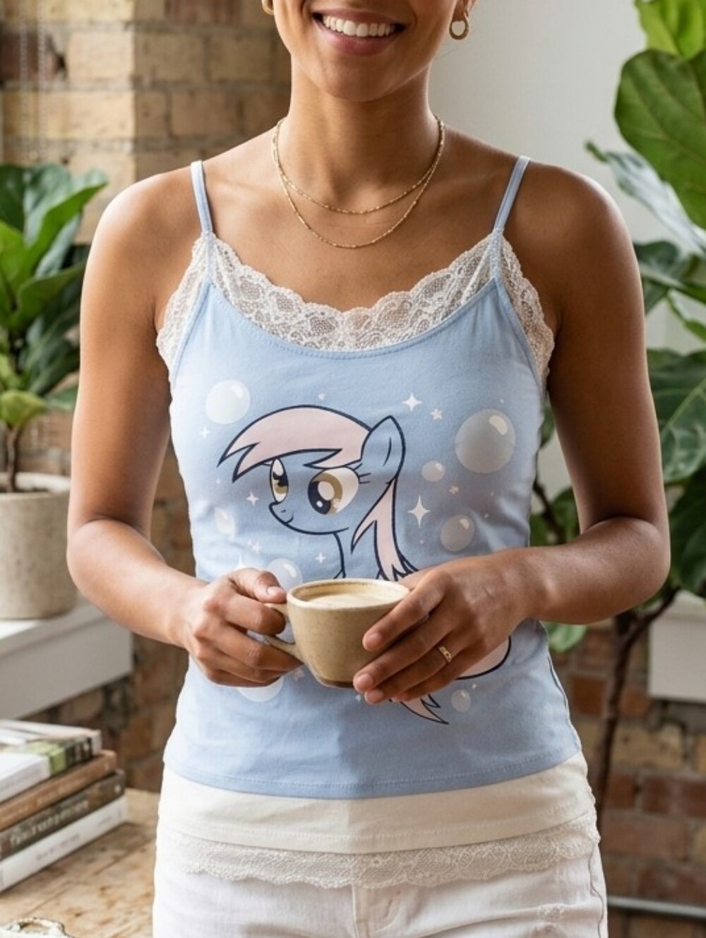 NWT Hot Topic My Little Pony Derpy Hooves Lace Cami Tank Top Light Blue Large
